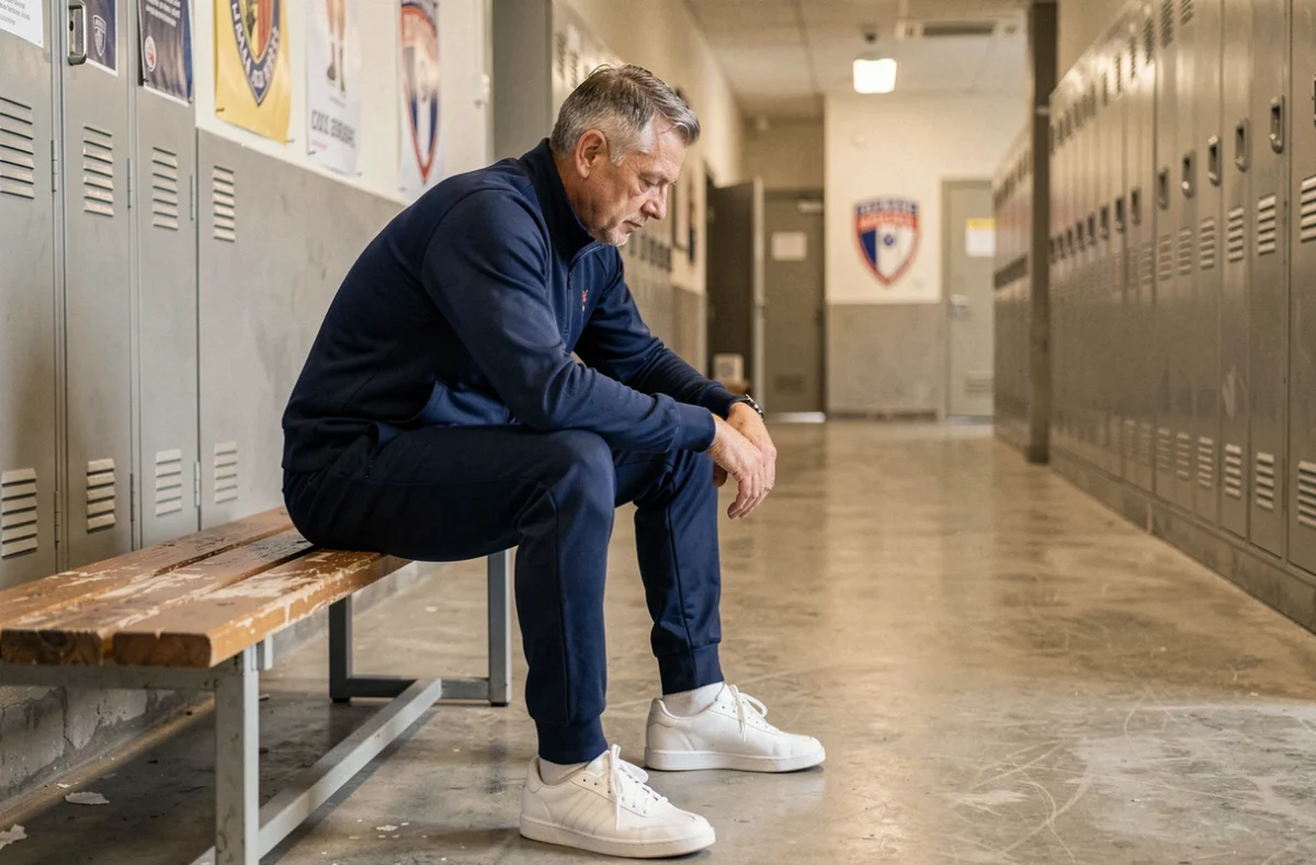 Joueur de football professionnel assis seul dans un couloir de stade, illustrant la situation d'Eden Hazard sans club en 2026