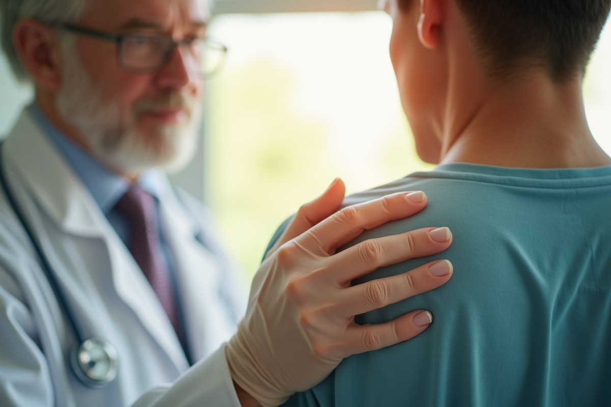 Médecin examine doucement l