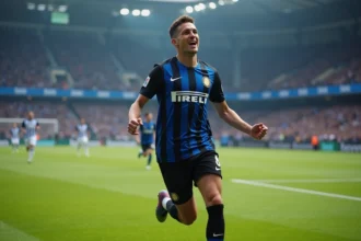 Jeune joueur Inter Milan en célébration sur le terrain