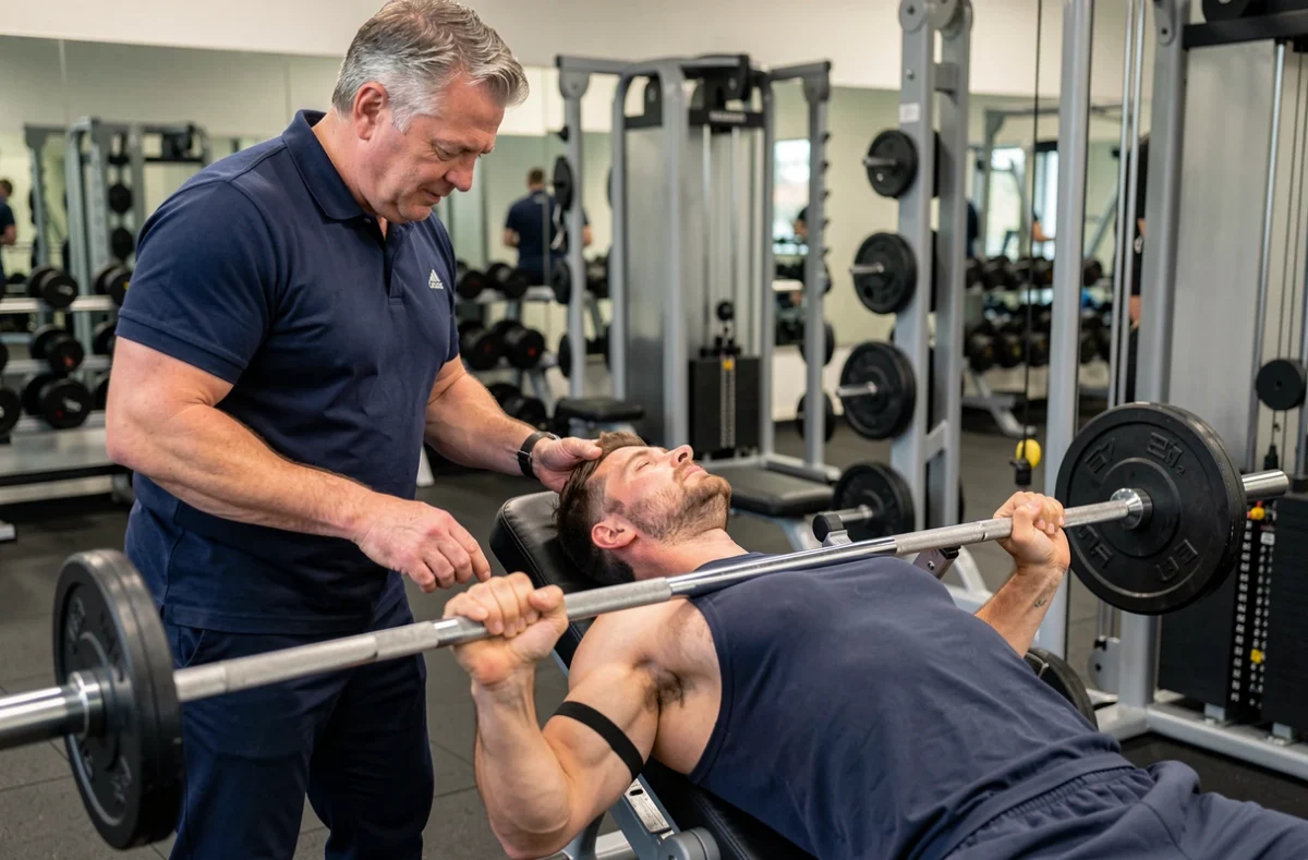 Patrick Hessel supervisant une séance de préparation physique dans une salle de musculation à Lambersart