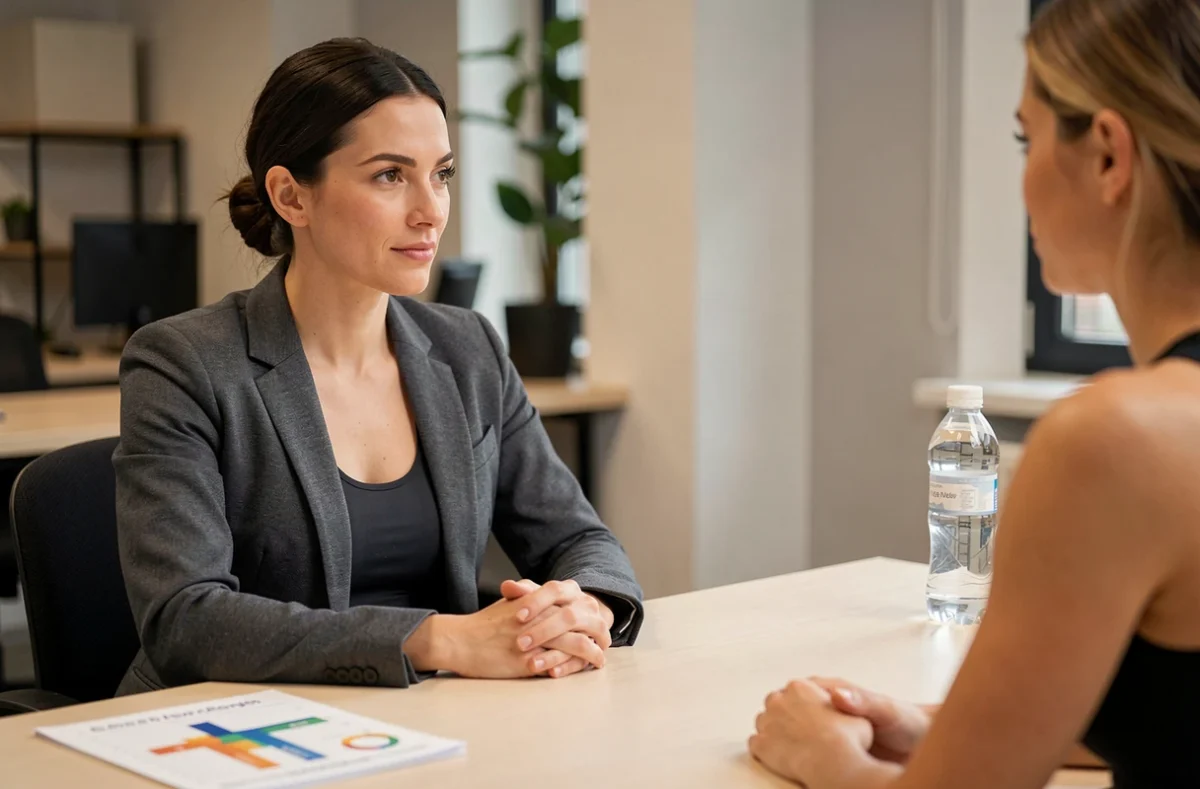 Séance de coaching spécialisé perte de poids à Lille avec une coach Ownsport et sa cliente en consultation